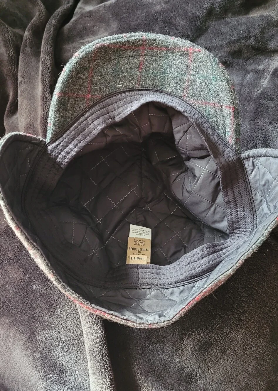 L.L. Bean Adults' Maine Guide Wool Cap with PrimaLoft Plaid Size XL
